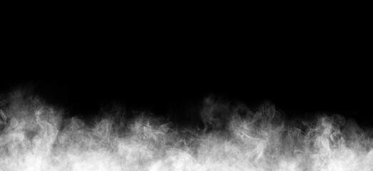 Very small drops of steam in chaotic motion on a black background