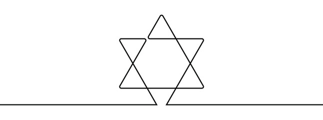 Continuous line drawing of star of David. Star of David line icon. One line drawing background. Vector illustration. Star of David continuous line icon