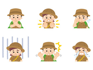 探検隊の子供　ジェスチャー　ボーイスカウト　冒険　アウトドア