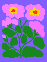 Elegant floral print, beautiful botanical background with small flowers, leaves on branches. Vector.