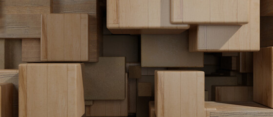 abstract wooden cube 3D background