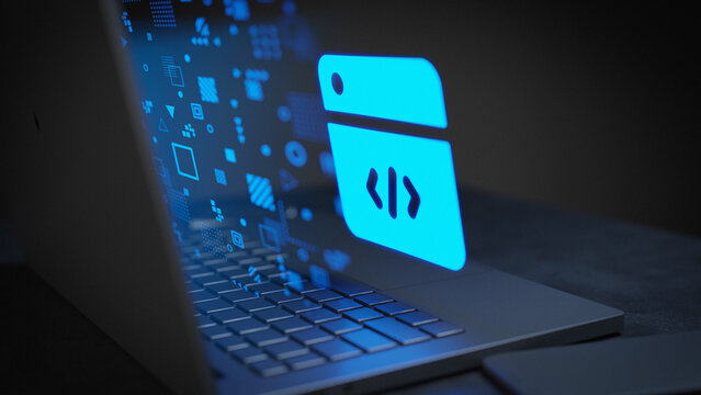 Coding online exposure on technology with tech 3D Illustration