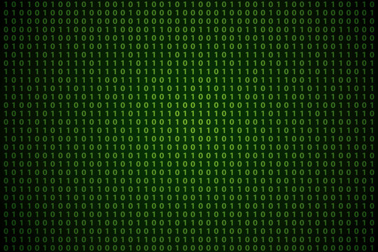 Computer calculation. Binary language green and black vector wallpaper.