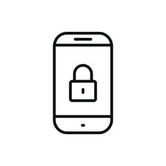 Editable smartphone protection padlock line icon. Vector illustration isolated on white background. using for website or mobile app