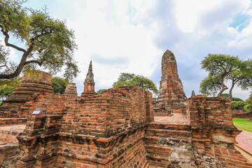 Ayutthaya,Thailand on July 8,2020:The ruins of Wat Phra Ram in Ayutthaya Historical Park,a UNESCO World Heritage Site.