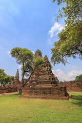 Ayutthaya,Thailand on July 8,2020:The ruins of Wat Phra Ram in Ayutthaya Historical Park,a UNESCO World Heritage Site.
