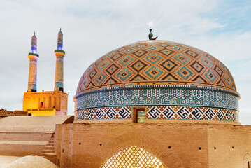 Dome and minarets of the Jameh Mosque of Yazd, Iran