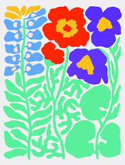 Spring botanical flat vector illustration on white background
