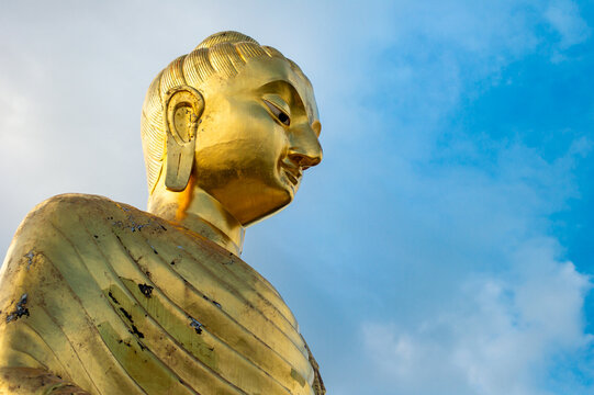 Golden Buddha, the big Buddha image above the sky of wattangsai bangsapan  Thailand