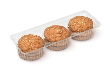 Oatmeal cookies  in transparent retail plastic tray