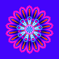 Mandala vector design with colorful purple background