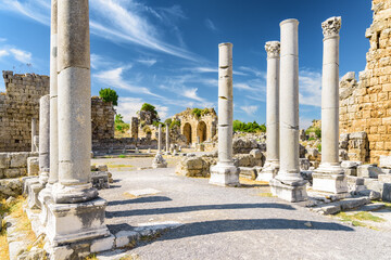 Naklejka premium Scenic ruins of Perge (Perga) at Antalya Province, Turkey