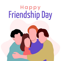 Group of friends happy friendship day flat illustration