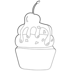 Desserts coloring book, vector illustration