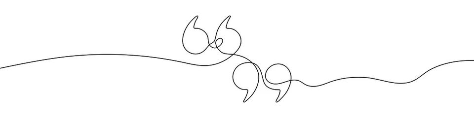 Fototapete Eine Linie Single continuous line drawing of a quote mark. One continuous line of a quote mark drawing. Vector illustration. Quote linear design
