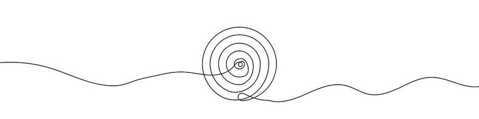 Linear background of target. One continuous line drawing of a target sign. Vector illustration. Linear target icon isolated