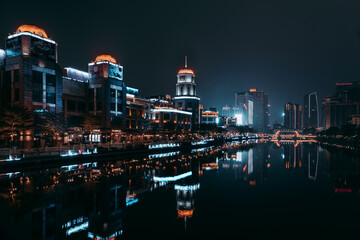 Night view of Qijiang River