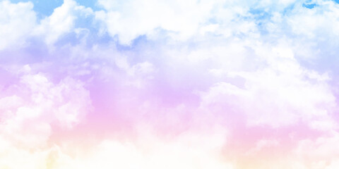 Cloud and sky with a pastel colour background. Pastel rainbow colored abstract background
