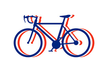 racing bicycle, a tribute to the Tour de France: three bicycles make up the French flag while the background is neutral, white in color. sports news, event.