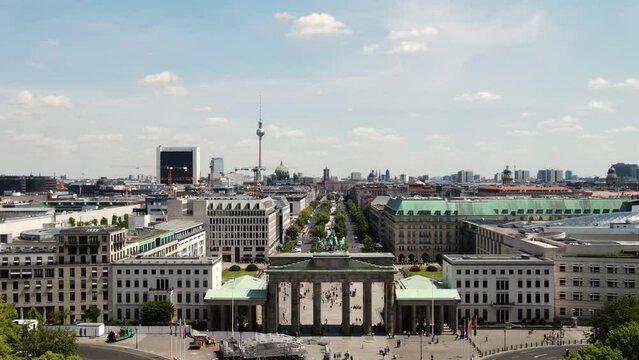 Aerial view on Berlin city center and Brandenburger gate