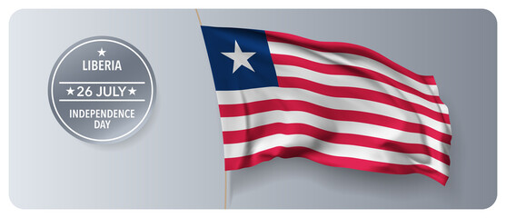 Liberia independence day vector banner, greeting card.
