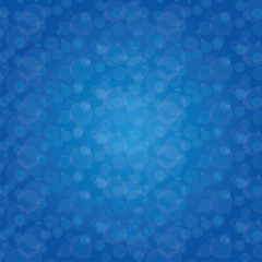 blue background with bubbles lined and stacked in picture and scattered light in the middle, sea water, illustration