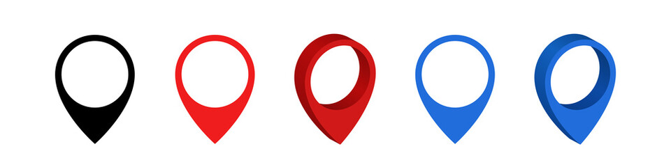 3d map pins. Map location pin. Navigation marker on the map.	 Vector set isolated on white background.