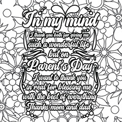 parents day quotes coloring page design. inspirational coloring pages design.