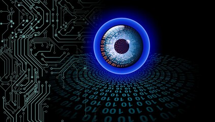 Technology binary eye. electronic eye futuristic technology background, Illustration business.