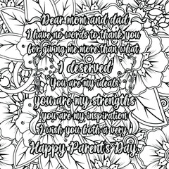 parents day quotes coloring page design. inspirational coloring pages design.