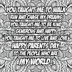 parents day quotes coloring page design. inspirational coloring pages design.