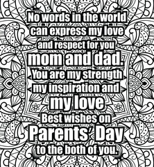 parents day quotes coloring page design. inspirational coloring pages design.