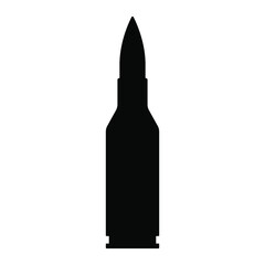 Bullet icon isolated. Cartridge sign. Military ammunition. Bullet or patron silhouette. Vector illustration.