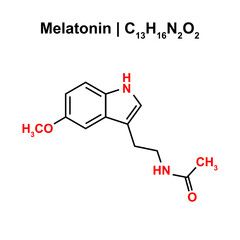 Melatonin (C13H16N2O2) Chemical Structure. Vector Illustration.