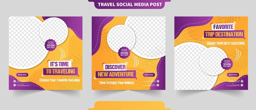 Vacation Holiday Tour Travel For Instant Post And Social Media Collection Banner For Traveling Agency Promotion Template