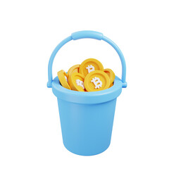 3d illustration bitcoin icon bucket of bitcoin 3d render style © Anggel
