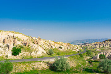Naklejka premium Cappadocia Cave city Uchhisar Landscapes of Cappadocia Tourist Turkey