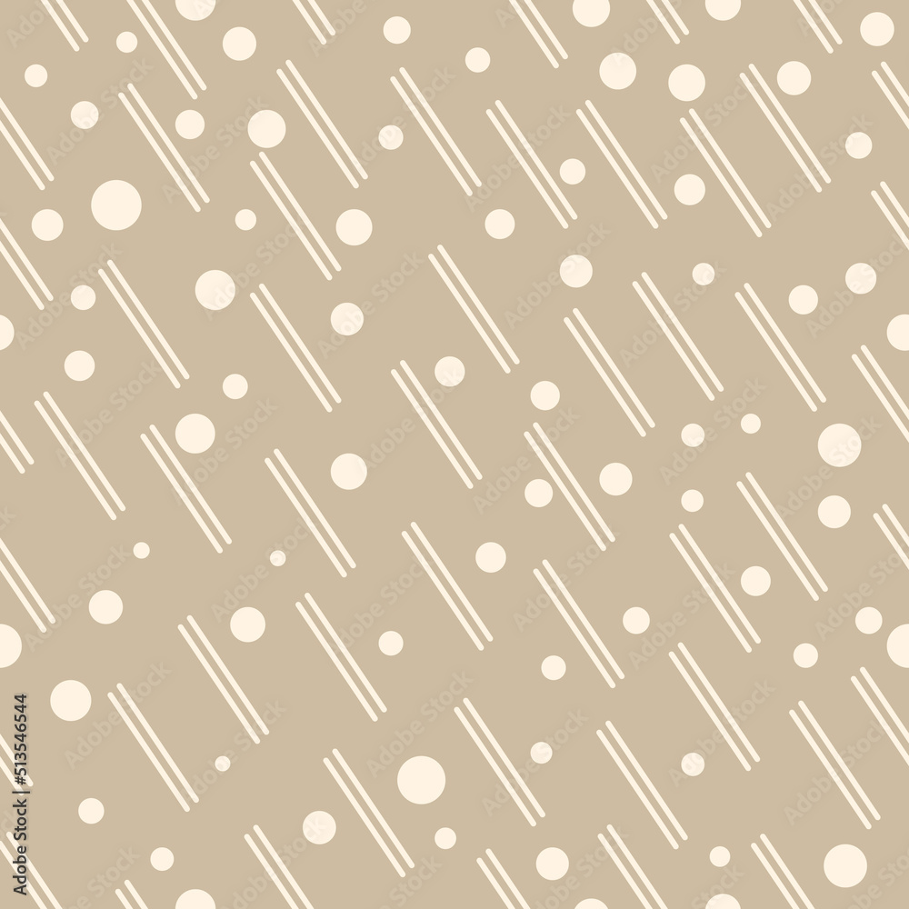 Poster Brown simple pattern. Diagonal lines and balls in a stylish vector and seamless pattern. For printing and interior decoration, pillows, notebooks, gift wrapping.