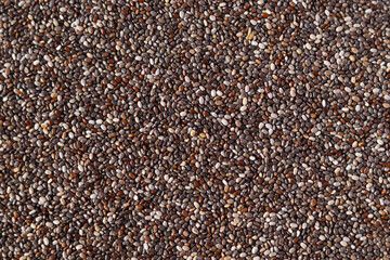 Chia seeds pattern as background. Healthy superfood.