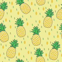 Bright grocery simple pattern. Pineapples in a stylish vector and seamless pattern. For printing and interior decoration, pillows, notebooks, gift wrapping.