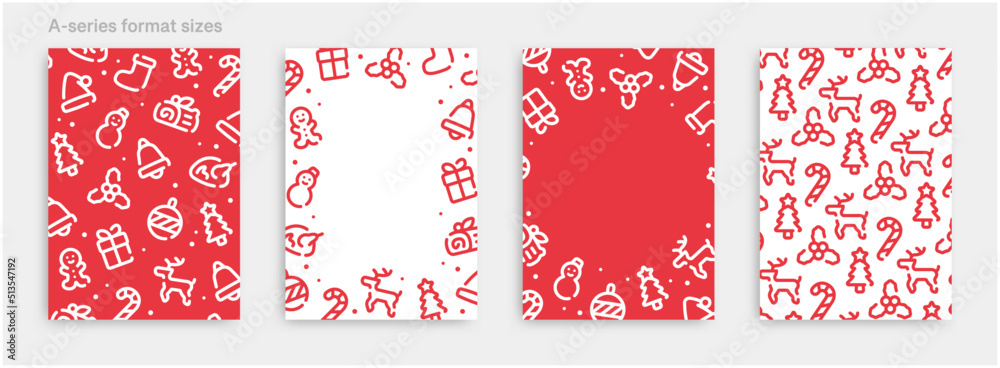 Wall mural christmas icon pattern background for graphic design.a-size vertical vector template set.