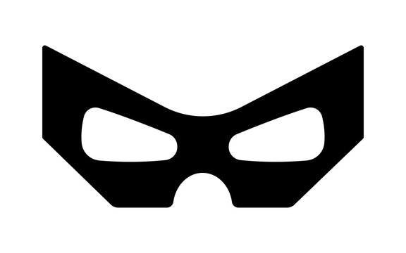 recommend clip art: Mask robot carnival superhero or bandit villain vector icon. Black masquerade costume eye mask silhouette hidden burgar face. Simple design incognito theatre party masque shape clip art illustration.
