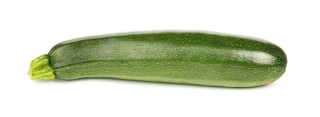 Ripe green zucchini on a white background.