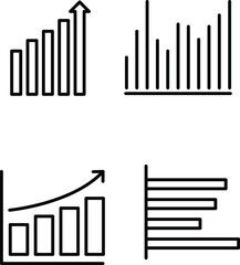 Growing bar graph icon. Business graphs and charts icons. Statistics and analytics vector icon. Statistic and data, charts diagrams, money, down or up arrow.