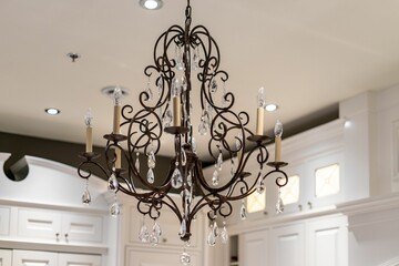 Closeup of a beautiful chandelier in a house