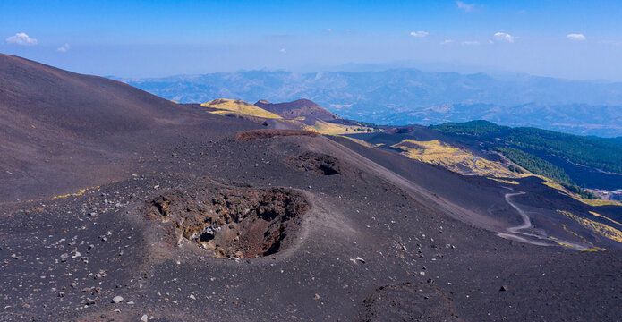 Panorama view of volcano landscape