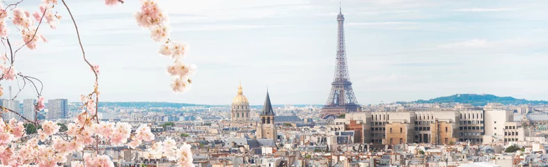 Photo sur Aluminium Tour Eiffel skyline of Paris with eiffel tower