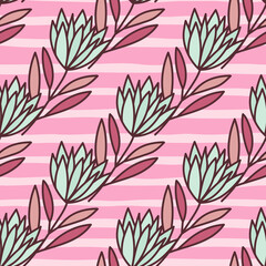 Beautiful flower seamless pattern. Simple outline floral wallpaper.