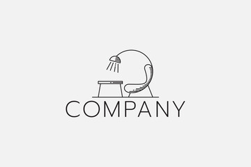 simple furniture logo with a combination of couc, table and lamp