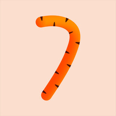 7 number tiger tail design. Vector animal, wildlife isolated font for logo, app logo, wild life concept, animal poster headlines and more